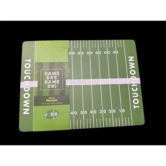 "Game Day, Game On!" placemats with a football field design set of 4 Brand New - Picture 1 of 1